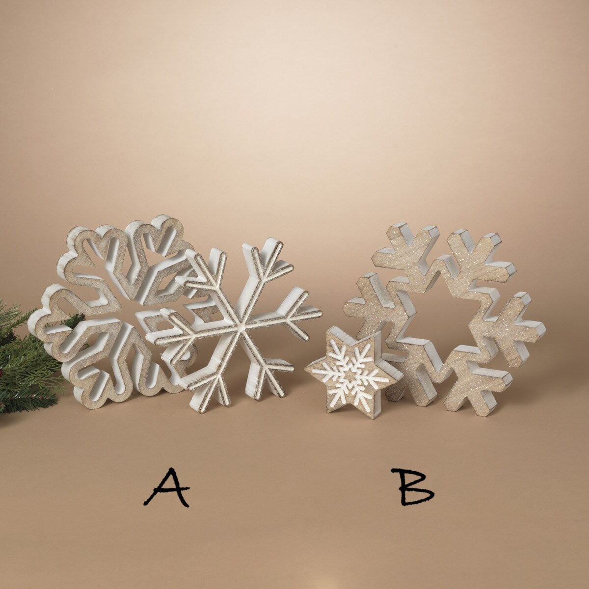 Nesting Wood Snowflake Sitter