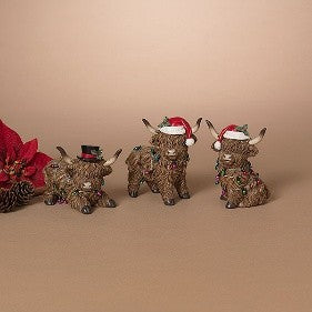 Christmas Lights Highland Cow