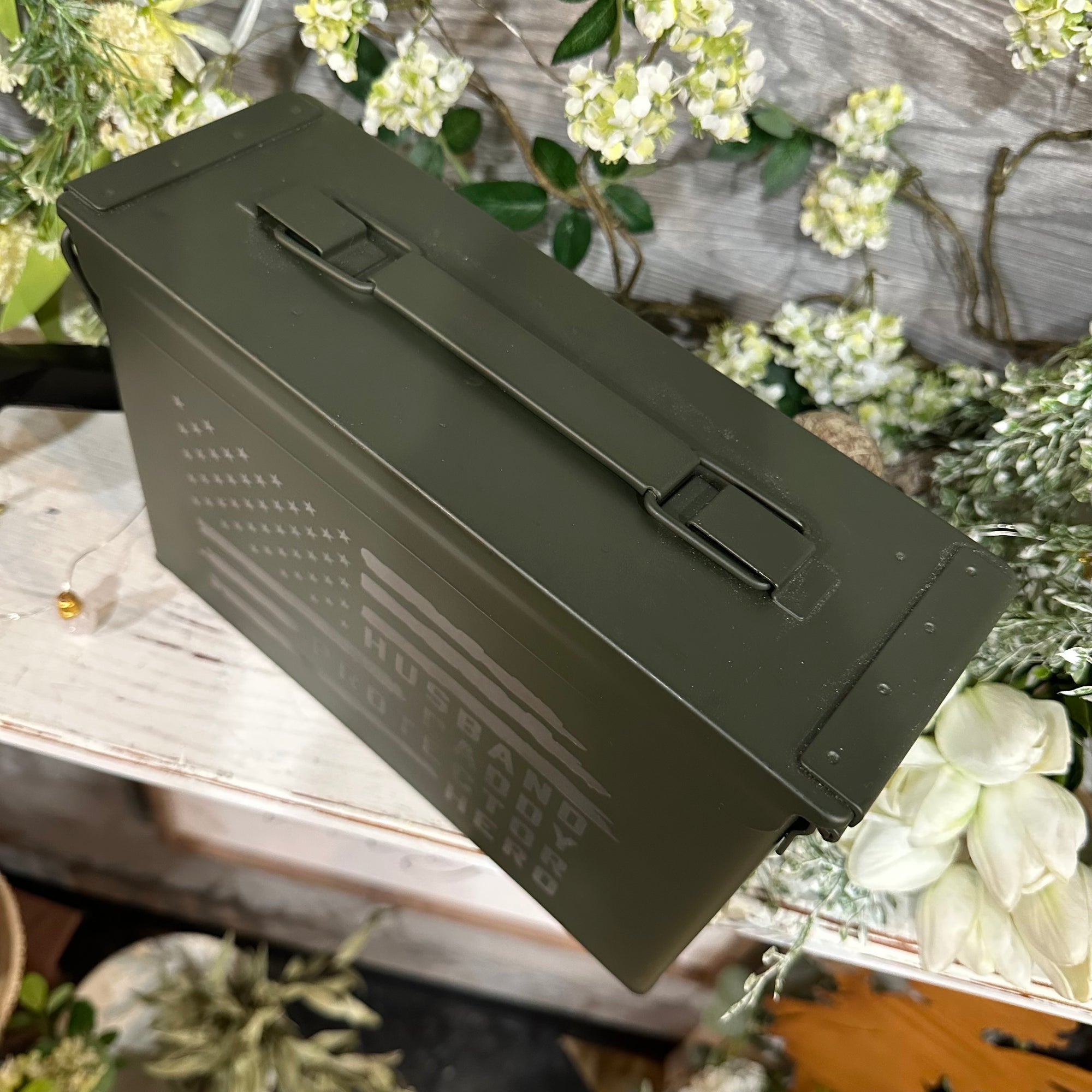 Husband, Daddy, Protector, Hero Flag | Engraved Ammo Can