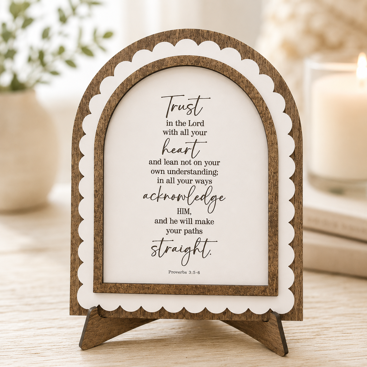 Trust in the Lord | Proverbs 3:5-6 | Christian Gift | Handmade Scalloped Arch Decor