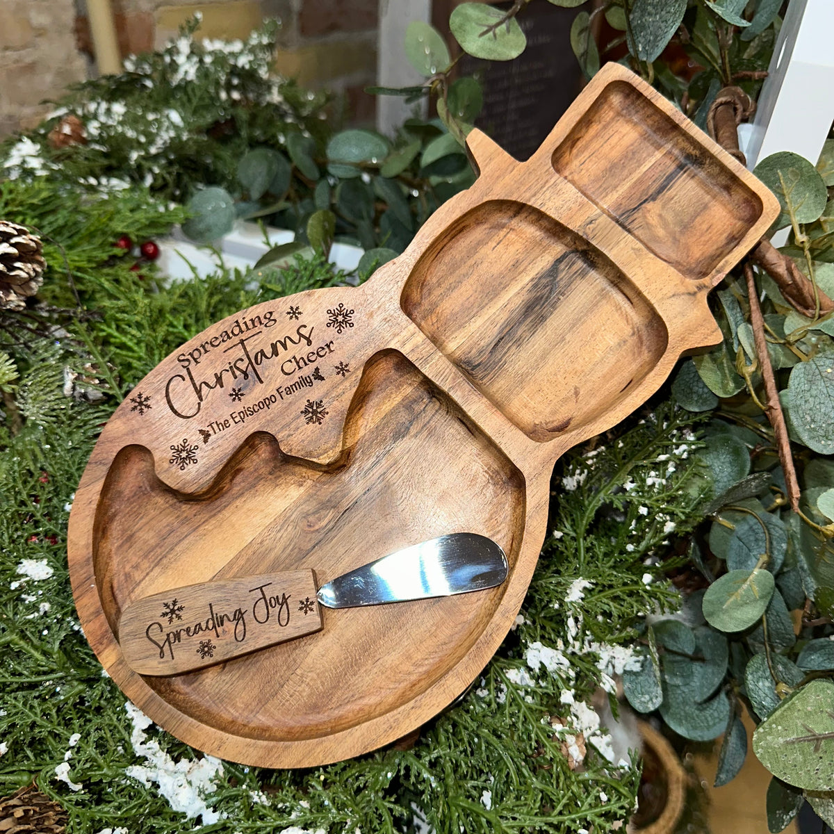 Snowman Treat Tray | Custom Engraved