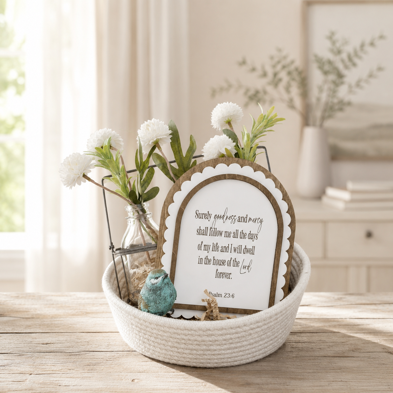 Psalm 23:6 Arch Sign | Surely Goodness and Mercy Christian Gift