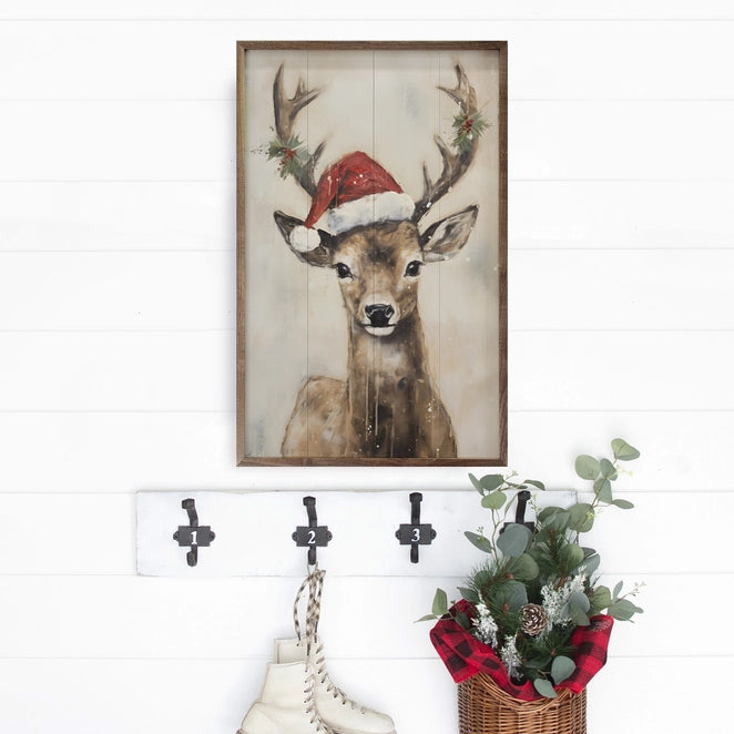 Santa Hat Reindeer | Wall Art