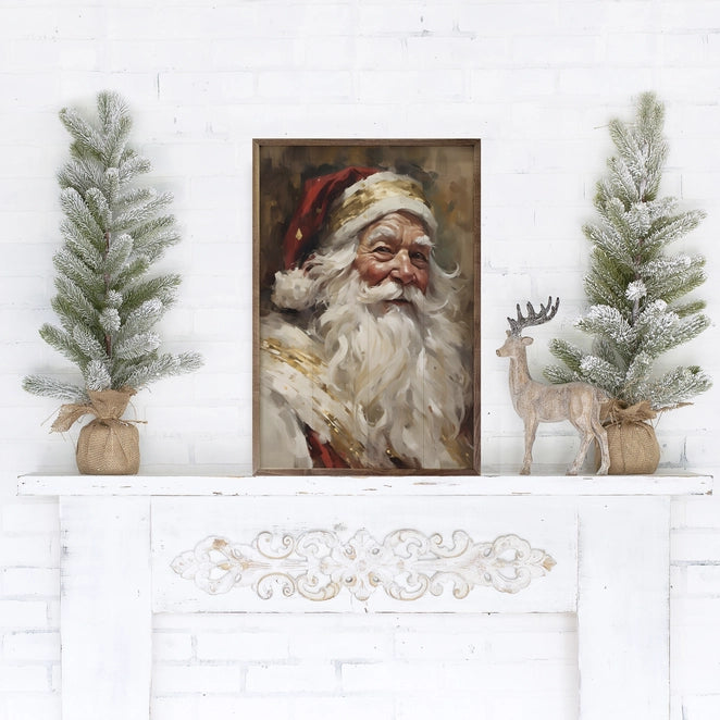 Santa| Red &amp; Gold | Wall Art