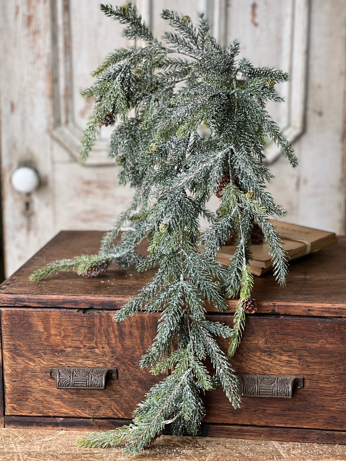 Frosted White Spruce Hanging Bush | 34&quot;