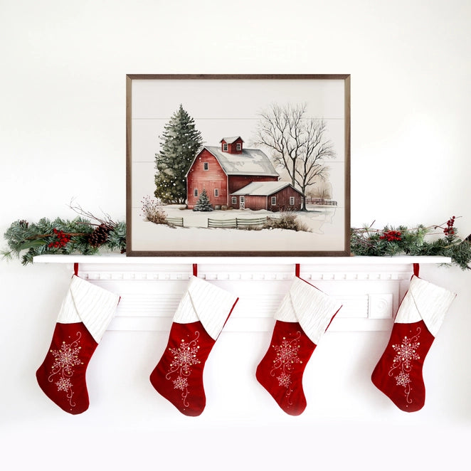 Winter Barn Scene | Wall Art