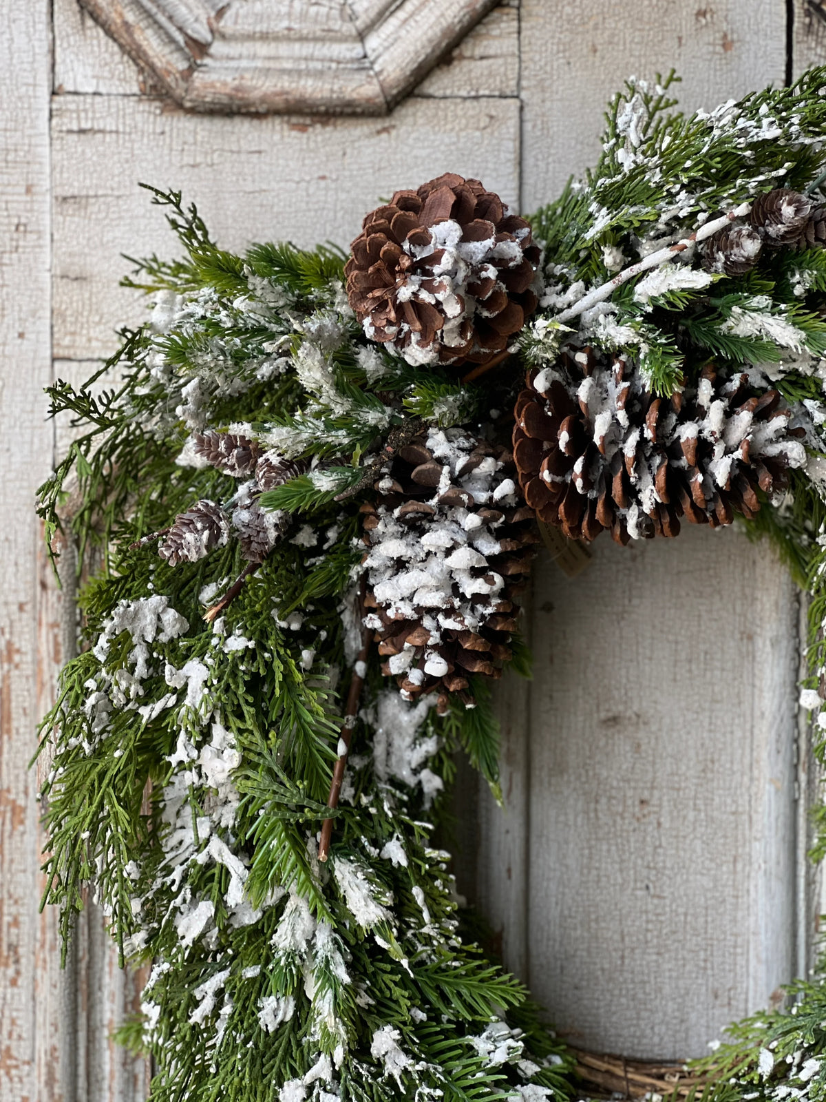 Snowy Pine &amp; Wings Wreath | 24&quot;