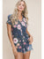 Navy Floral Button Front Top