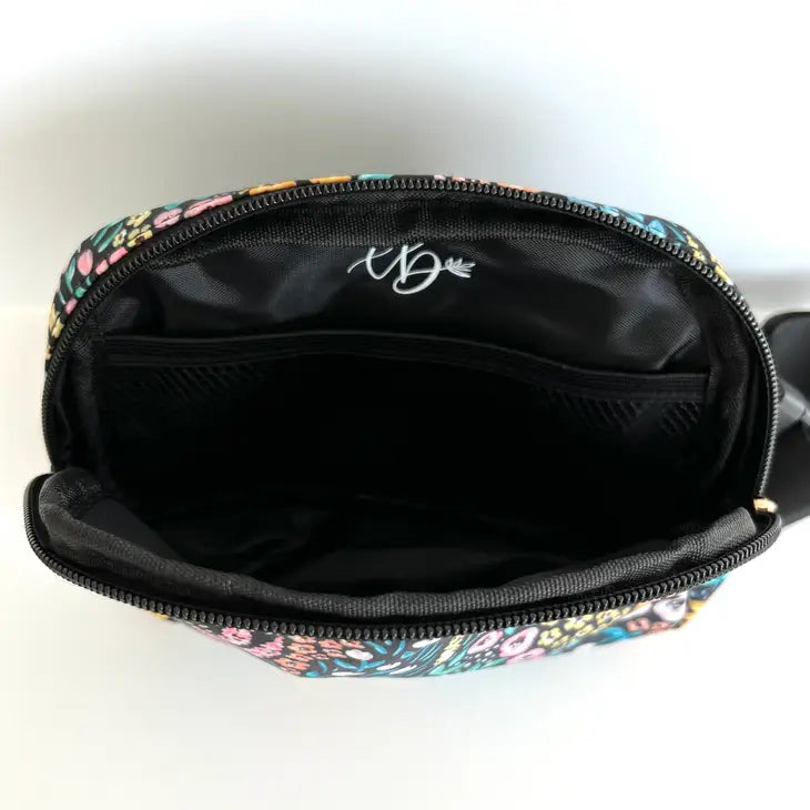 Black Floral Belt Bag