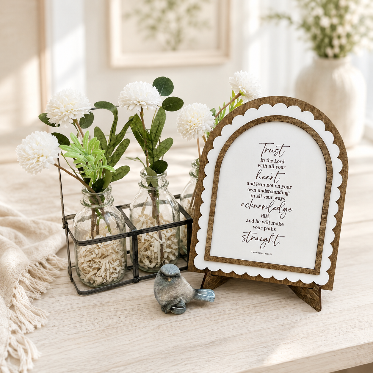 Trust in the Lord | Proverbs 3:5-6 | Christian Gift | Handmade Scalloped Arch Decor