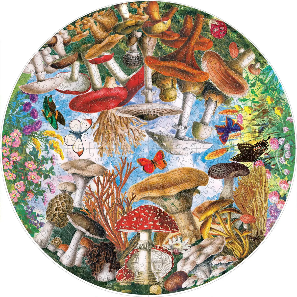 Mushrooms &amp; Butterflies | 500 Piece Round Puzzle