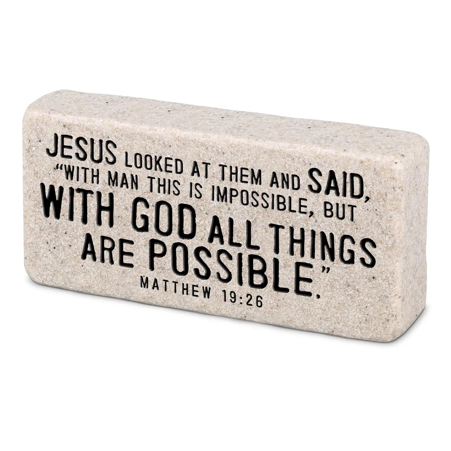 With God All Things Are Possible | Scripture Stone Block