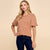 Striped, Puffed Sleeve Top | Pumpkin