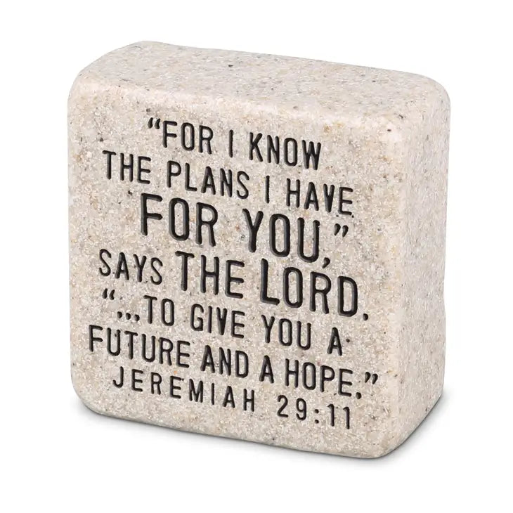 His Plans | Scripture Stone Block