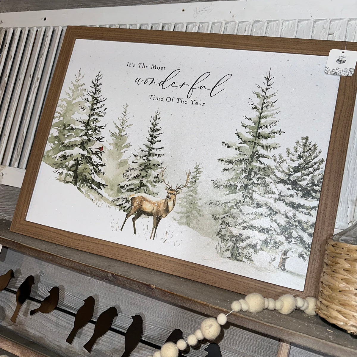 It&#39;s the Most Wonderful Time of the Year Winter Deer Scene | Framed Art