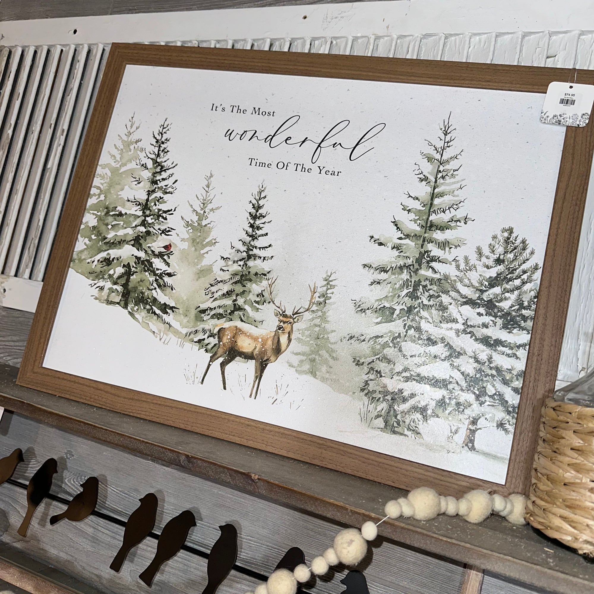It's the Most Wonderful Time of the Year Winter Deer Scene | Framed Art