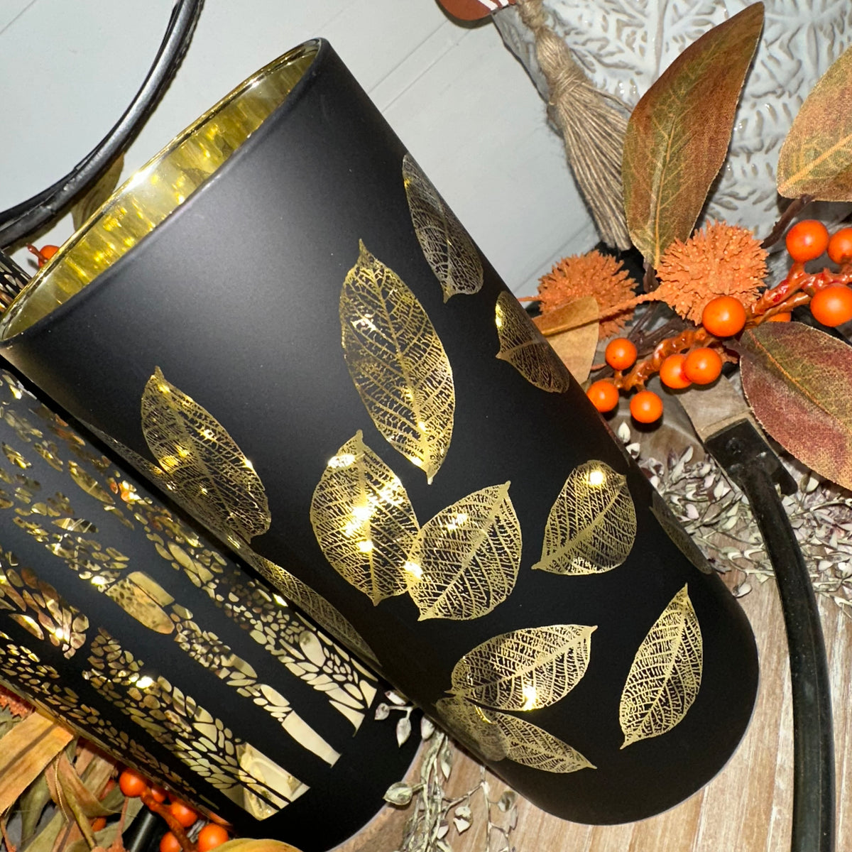 Lighted Harvest Glass Luminary