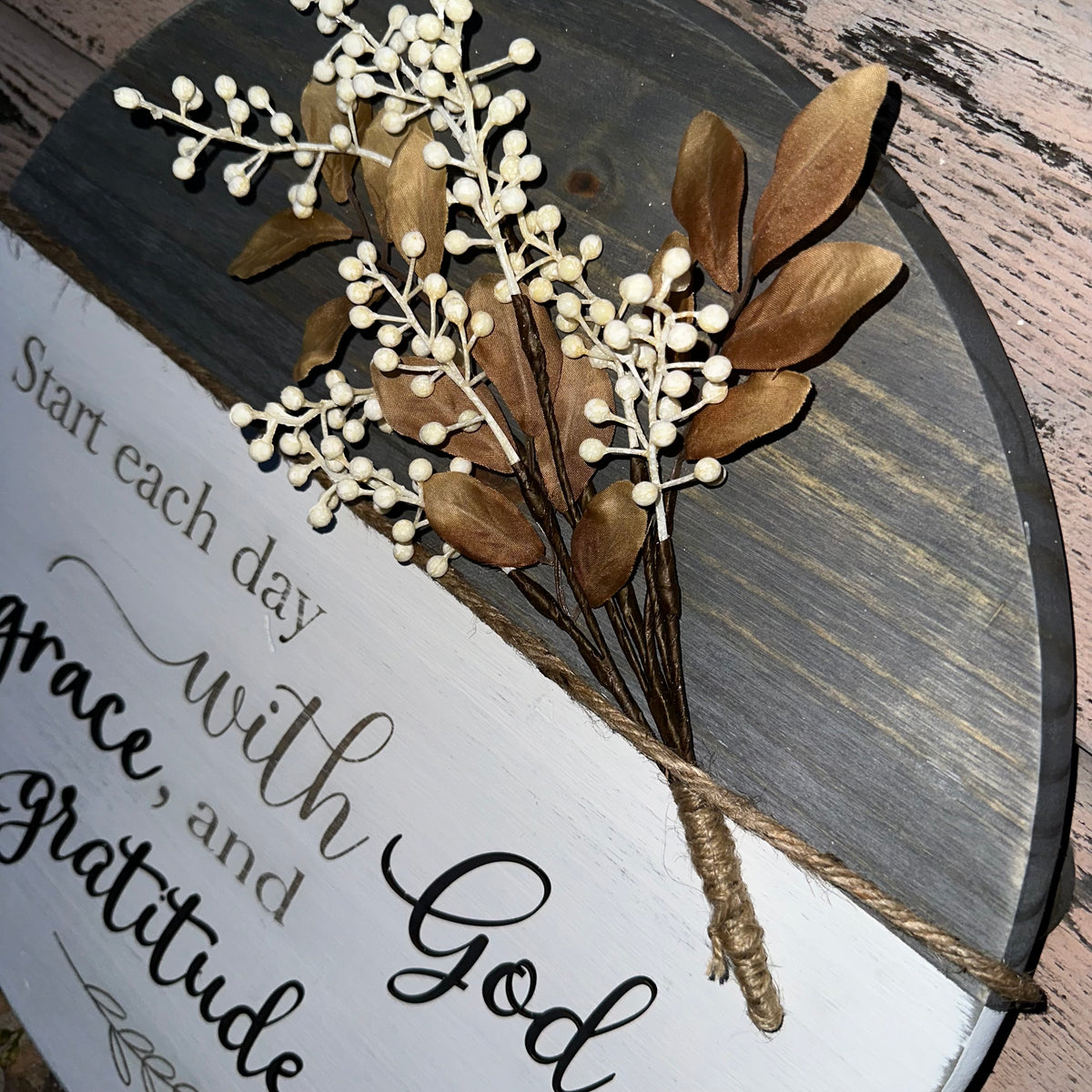God, Grace &amp; Gratitude | 18&quot; Handmade Sign