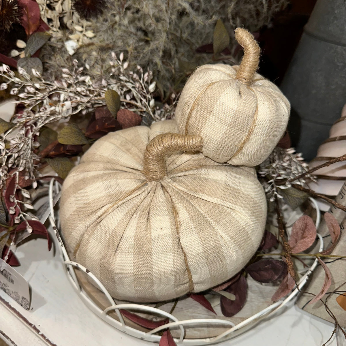 Tan Check Pumpkin | Fabric