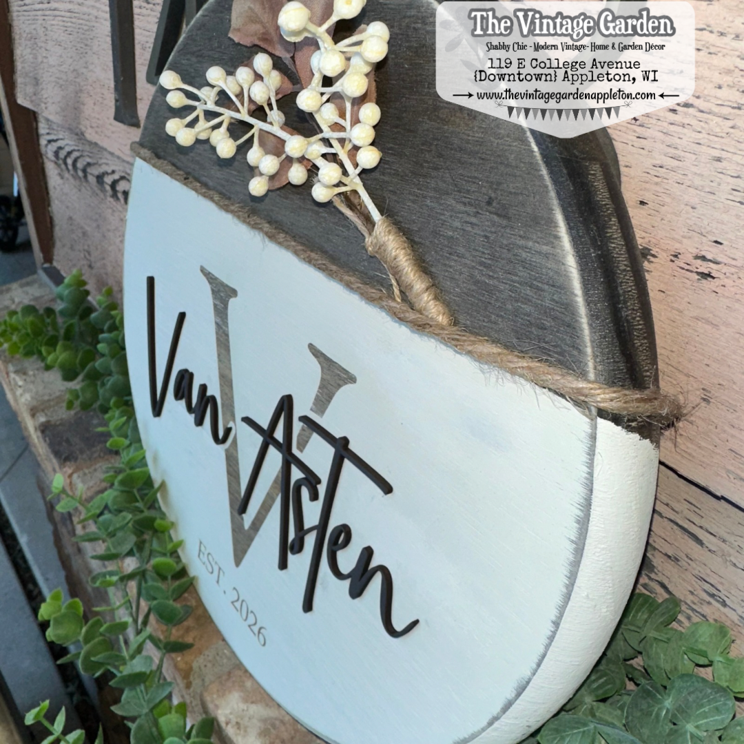 Monogrammed Family &amp; Established Date Sign | Custom Sign