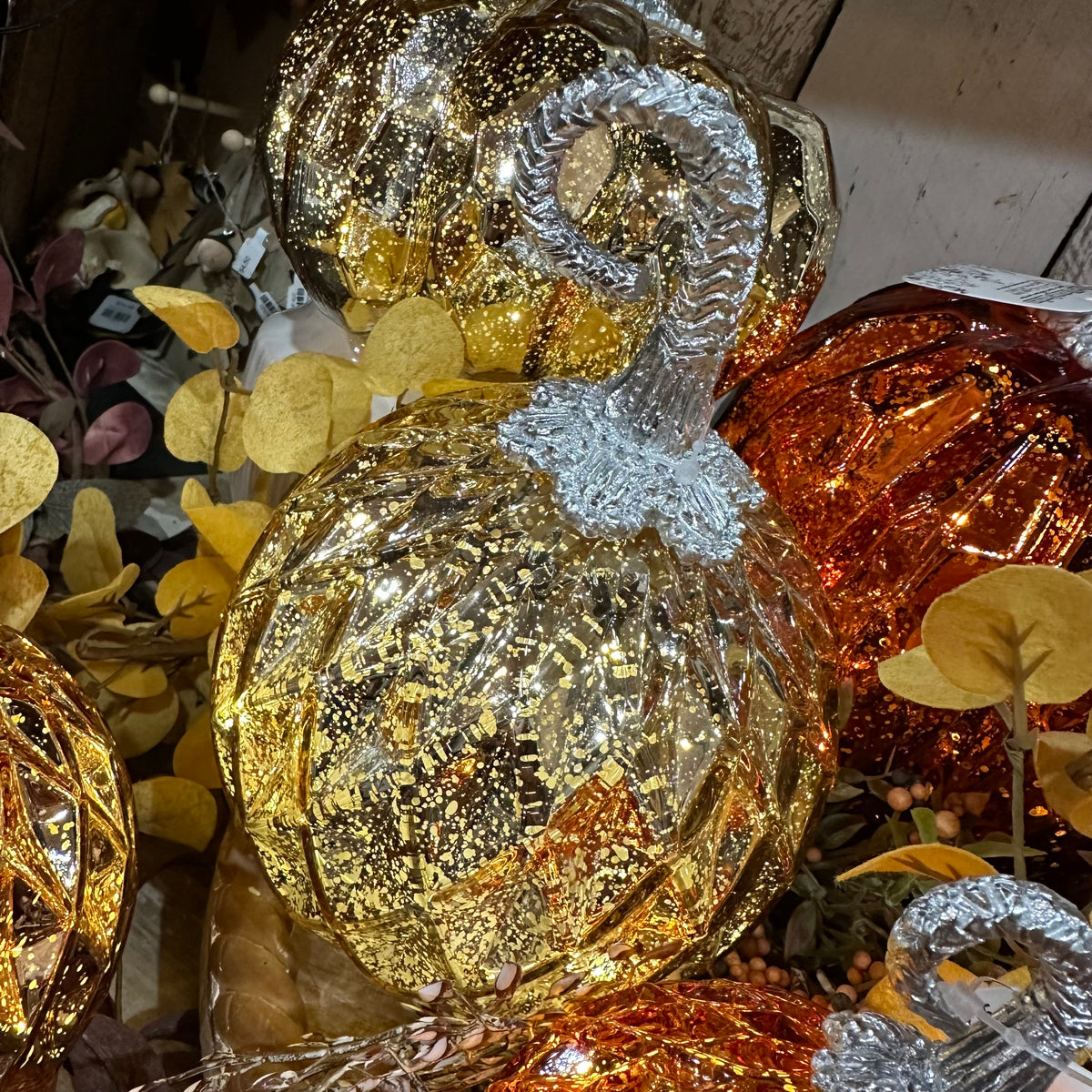 Lighted Pumpkin | Handblown Mercury Glass