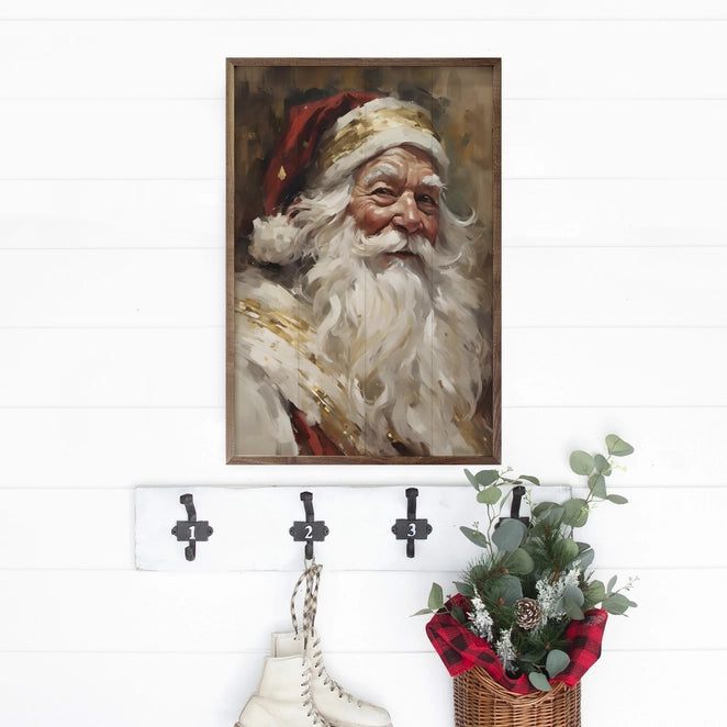 Santa| Red &amp; Gold | Wall Art