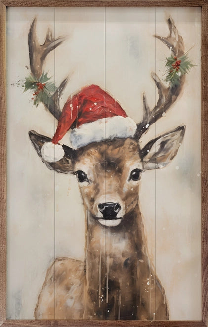 Santa Hat Reindeer | Wall Art