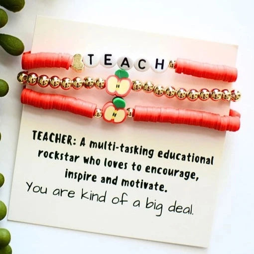 Teacher &amp; Apple | Triple Bead Bracelet