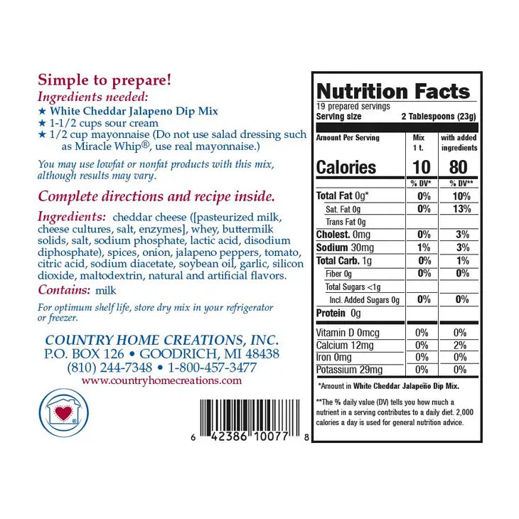 White Cheddar Jalapeno | Dip Mix