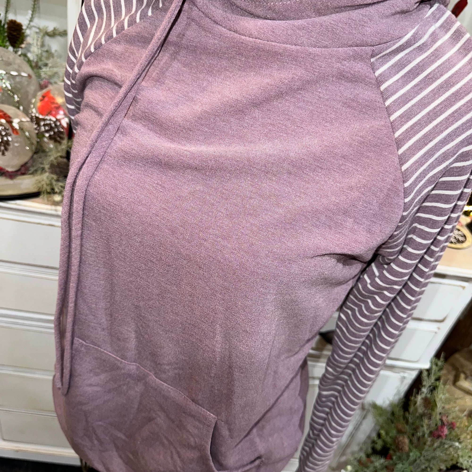 Striped Drawstring Hoodie | Mulberry, Navy, Olive