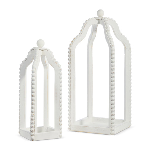 Beaded Lantern | Farmhouse White