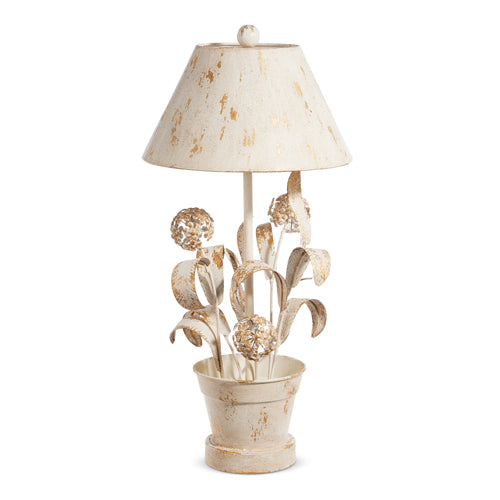 Distressed Floral Lamp &amp; Shade | Metal