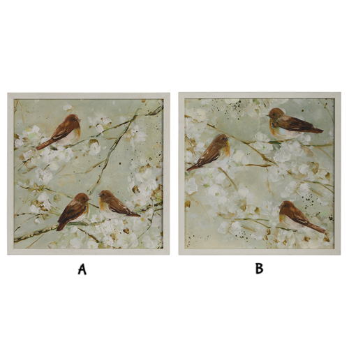 Wrens on Budding Branches Wall Art | 20"