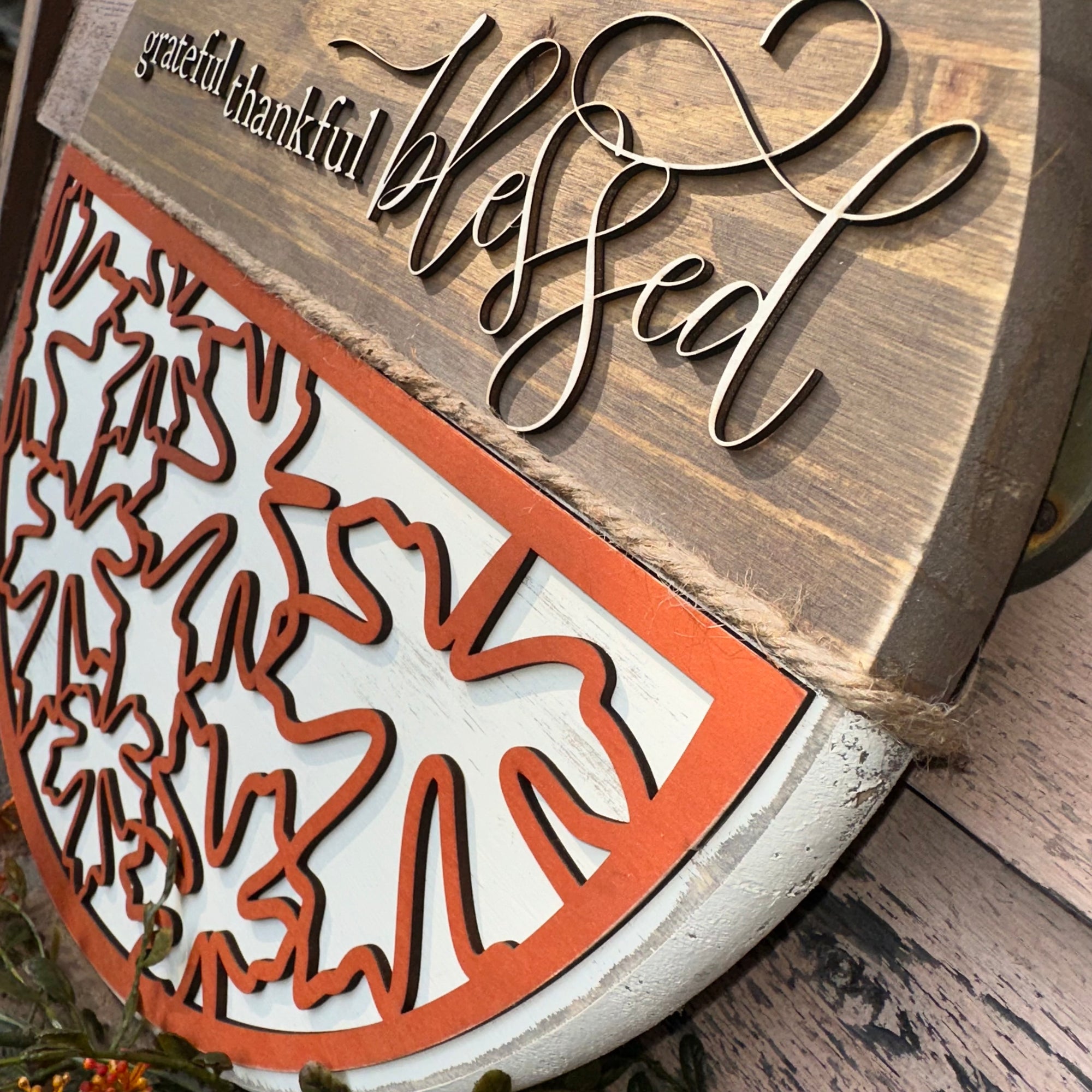 Grateful, Thankful, Blessed | 15" Handmade Sign