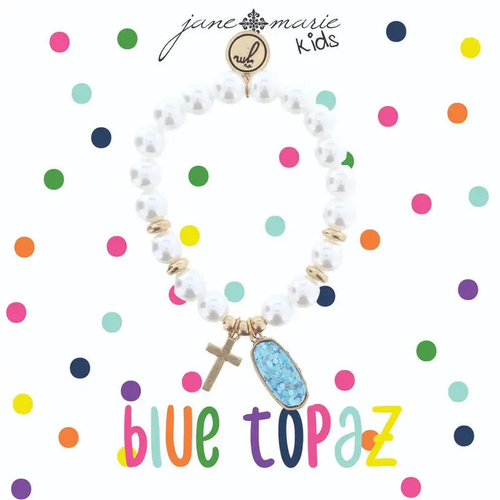 Birthstone, Pearl & Cross | Bracelet | Child's