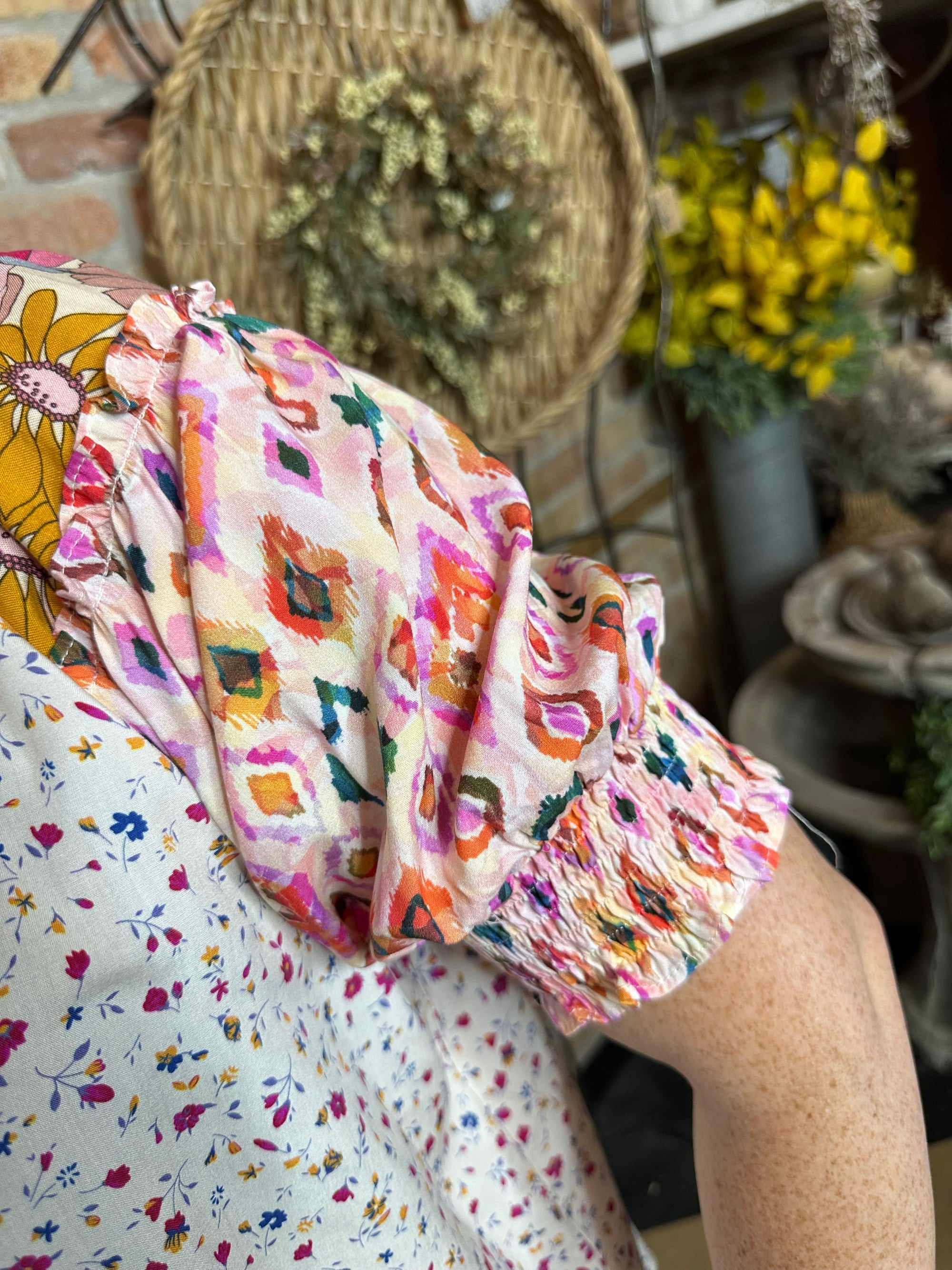 Floral Mix Peasant Blouse