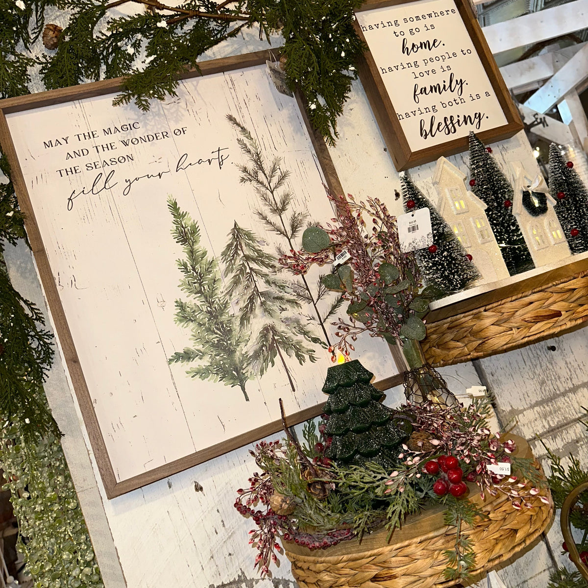 Frosted Tree Candle | Flicker Flame | Battery Operated