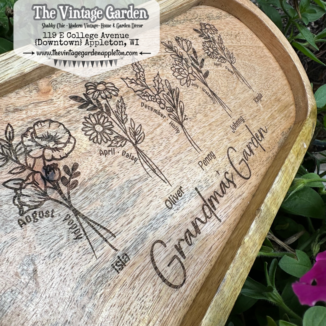 Birthflower Garden | Custom Wood Tray