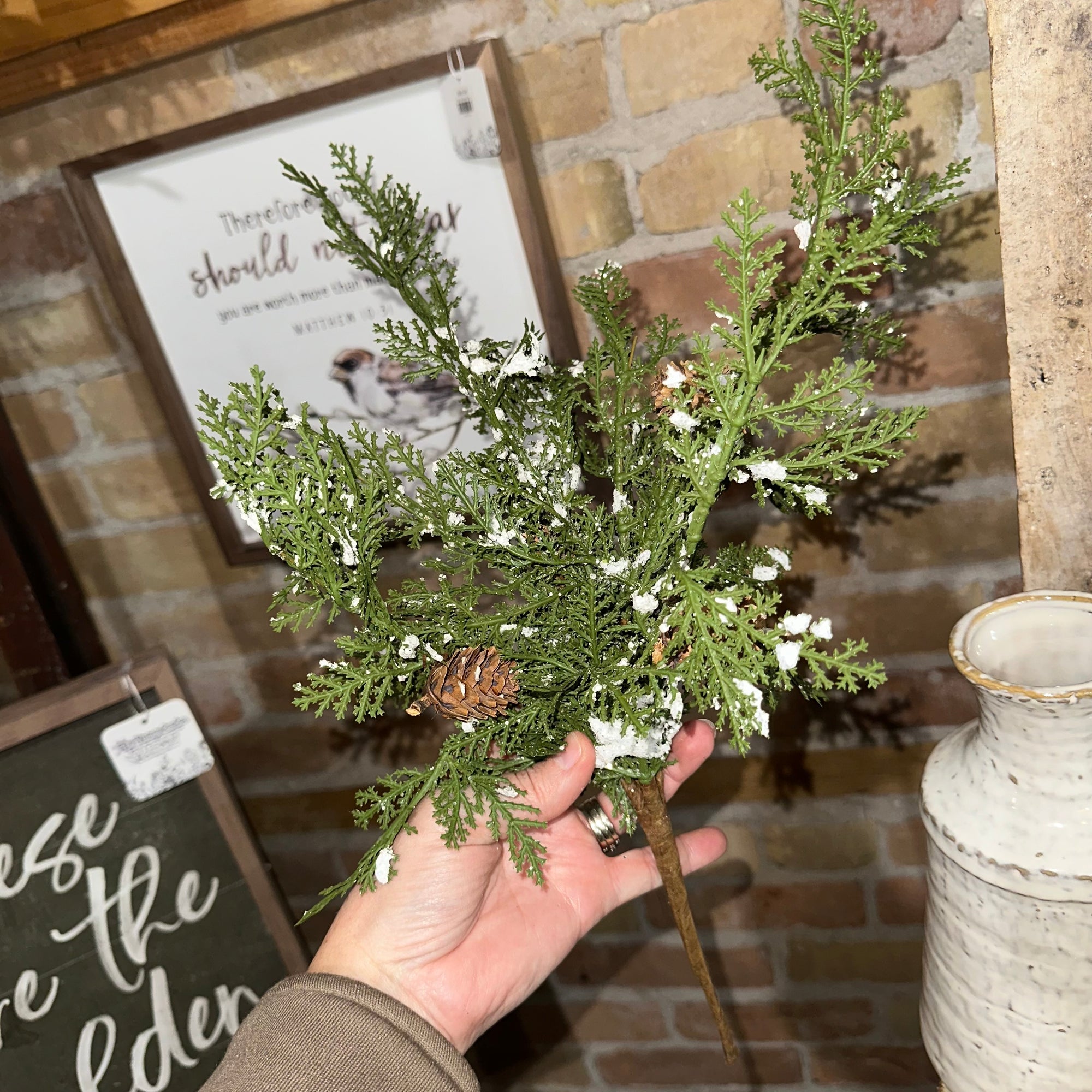 Snowy Cedar Pine Spray | Soft Touch