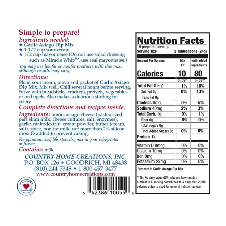 Garlic Asiago | Dip Mix