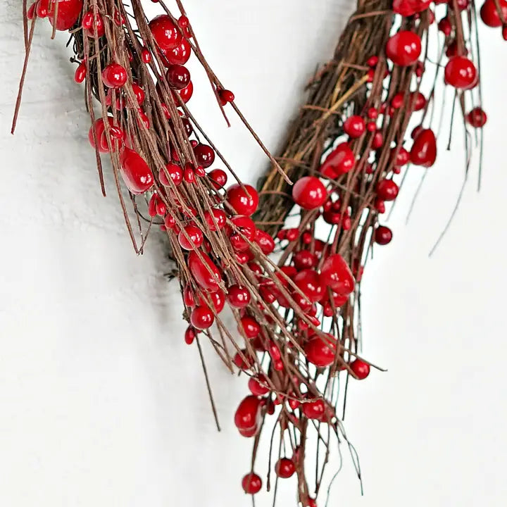 Twigs &amp; Berries Heart Wreath | Red Berries &amp; Hearts