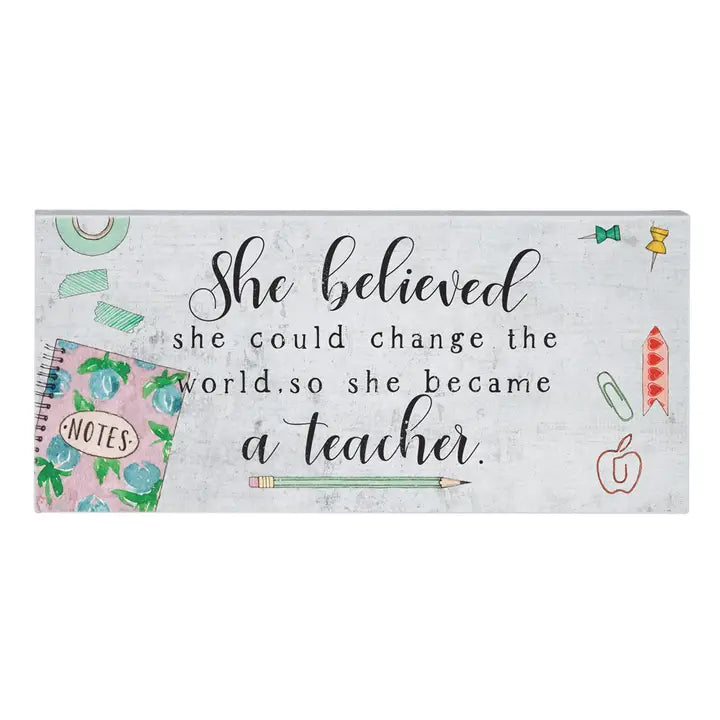 She Became a Teacher | Wood Sign