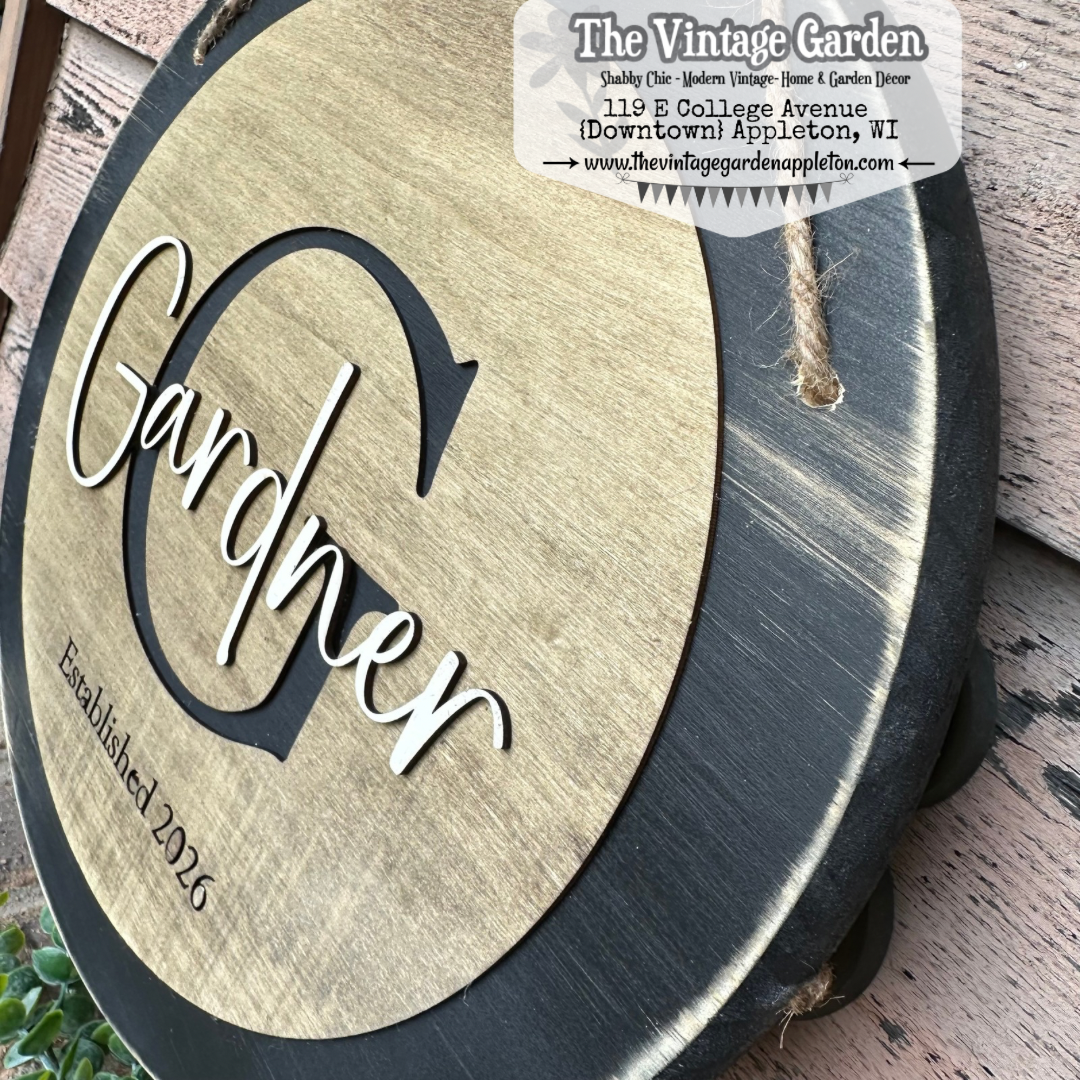 Monogrammed Family &amp; Established Date Sign | Layered Round | Custom Sign