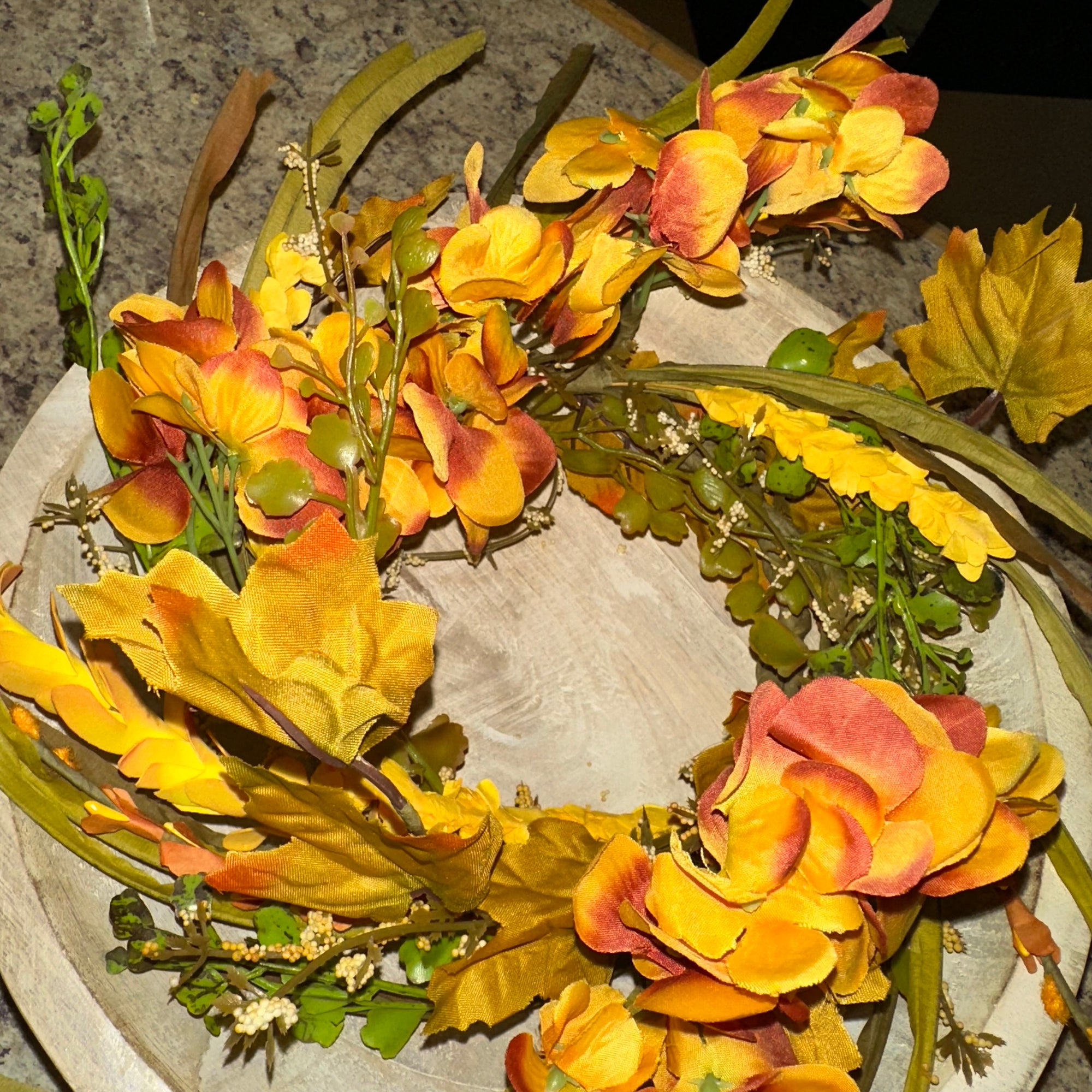 Autumn Hydrangea Candle Ring | 12-18"