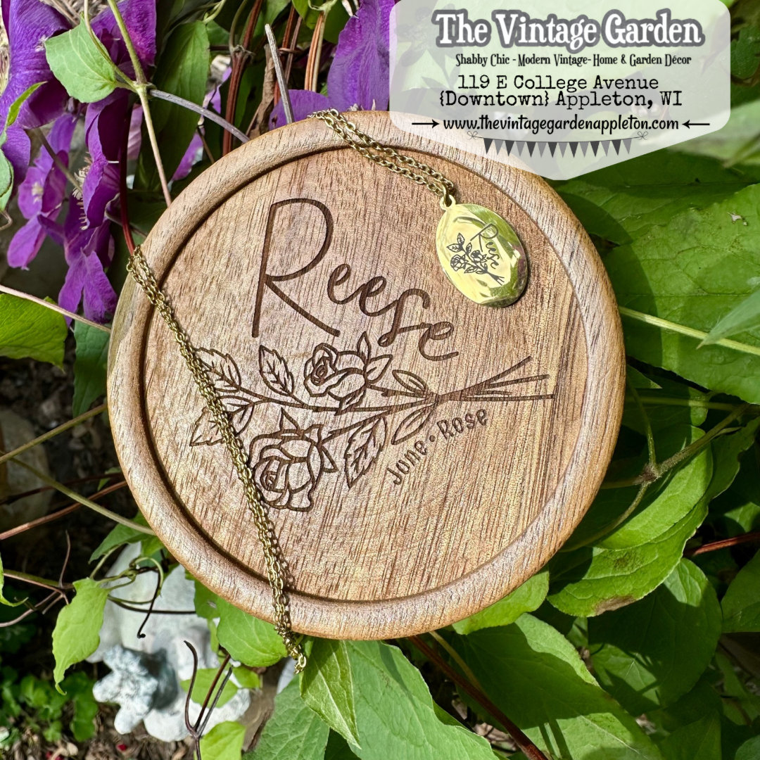 Birthflower Jewelry Dish or Birthflower Necklace | Personalized