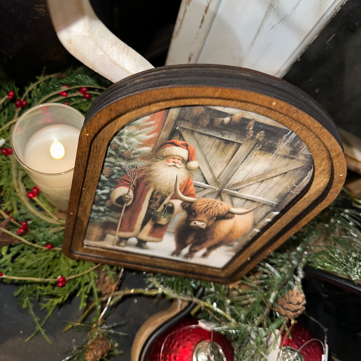 Santa with Highland Cow | Arched Art