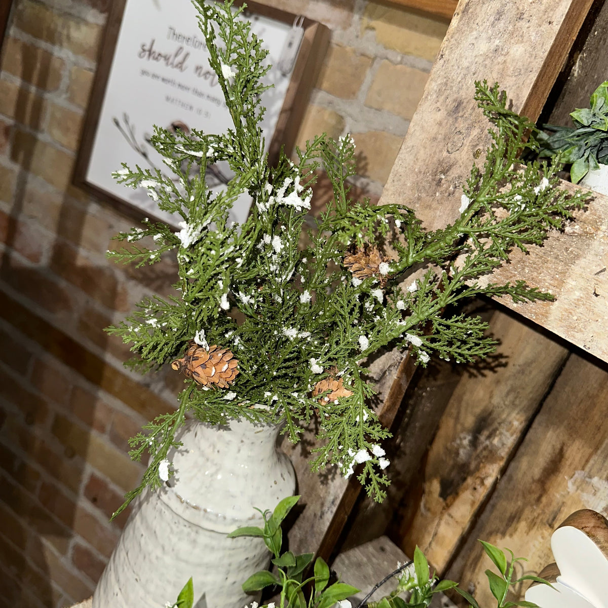 Snowy Cedar Pine Spray | Soft Touch