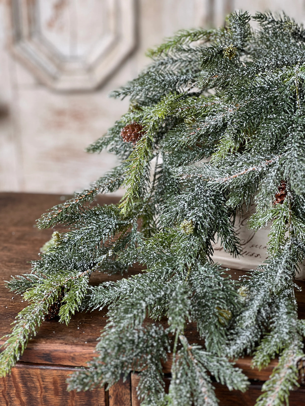 Frosted White Spruce Hanging Bush | 34&quot;