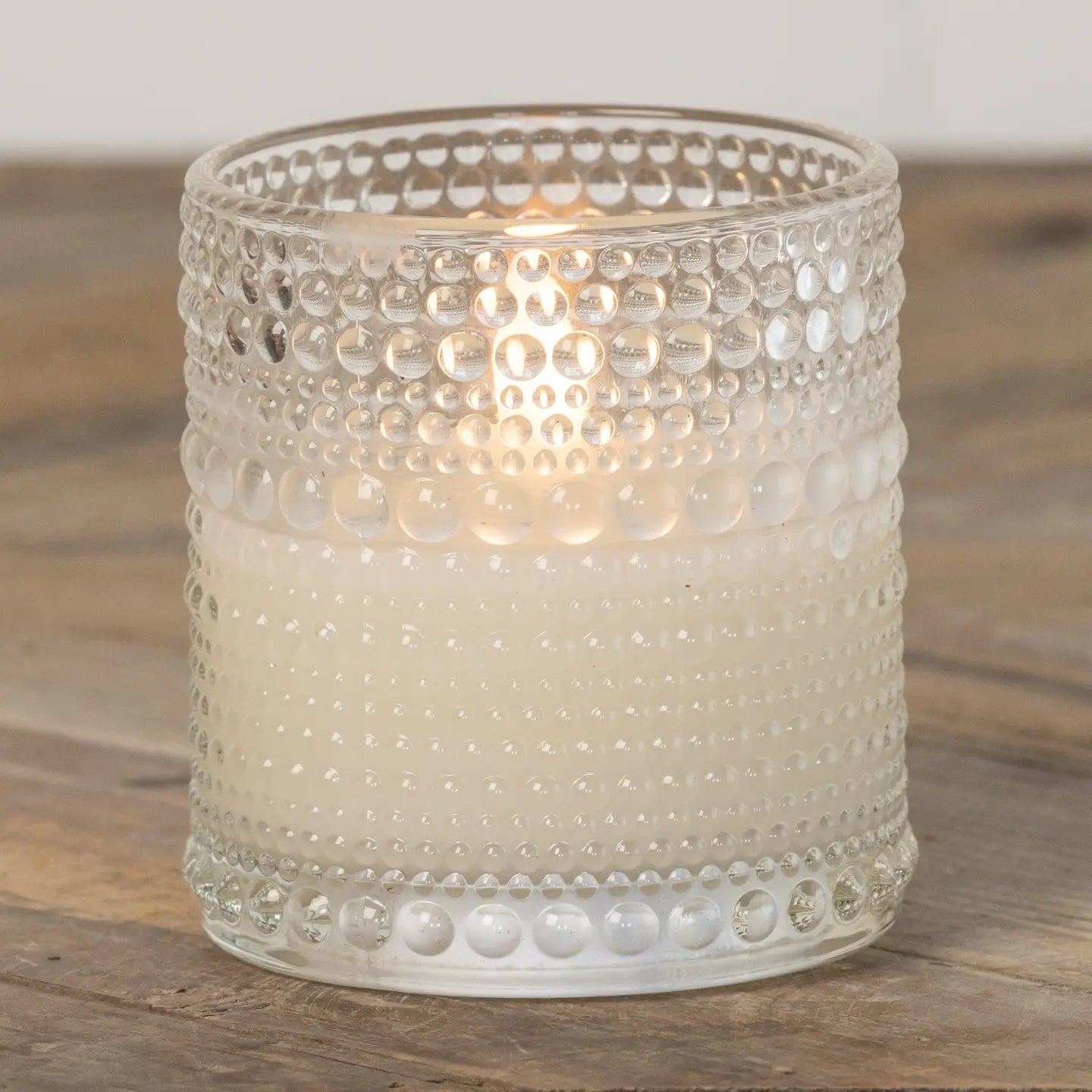 Beaded Glass Vase Candle | Cream | Battery Operated