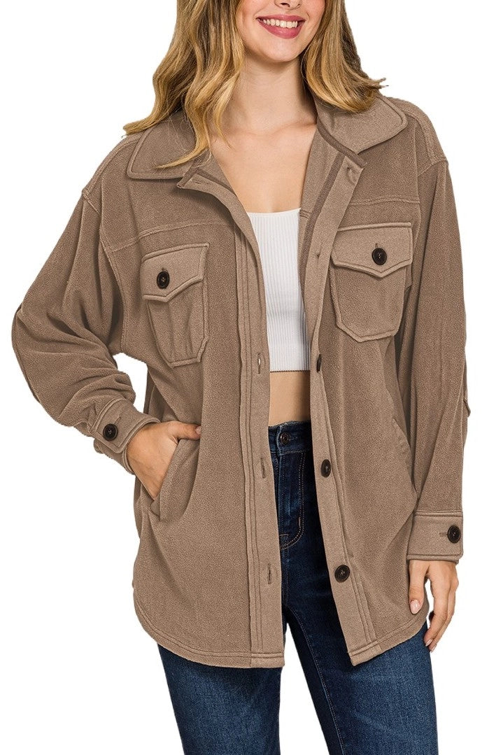 Fleece Button Up | Mocha